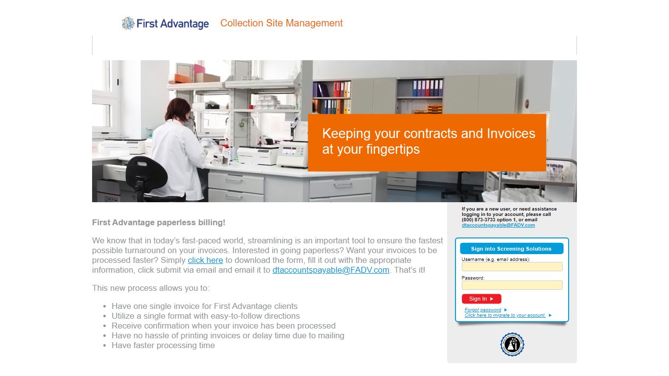 First Advantage paperless billing! - North America